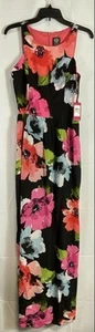 Vince Camuto Women's Black Floral Sleeveless Maxi Dress Size 8 New With Tags - Picture 1 of 5