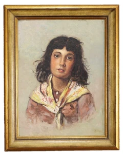 Ölgemälde Portrait 1912 Mädchen / junge Frau Bild Gemälde Oil Painting Öl - Bild 1 von 13
