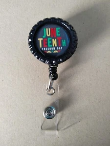 Juneteenth African American Work ID Retractable Reel Badge Nurse Black History - Picture 1 of 1