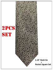 New Earthquake Men's 2.25" Skinny Neck tie & Hanky Set Wedding Party Prom Formal