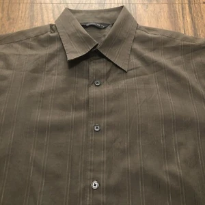 Axist Button Up Shirt Men's Large Long Sleeve Brown Stripes Casual Cotton Blend - Picture 1 of 8