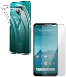 For NOKIA 7.2 TEMPERED GLASS SCREEN PROTECTOR + CLEAR SILICONE TPU CASE COVER - Picture 1 of 12