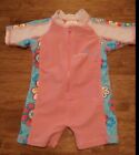 Snapperrock Infant One piece Swimsuit Size 0 (0-6 Month) Pink With Flowers SPF 