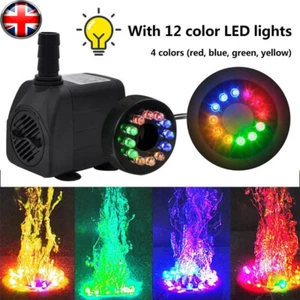 Submersible Fountain Pump with 12 LED Light for Water Feature Outdoor Small Pond - Picture 1 of 13