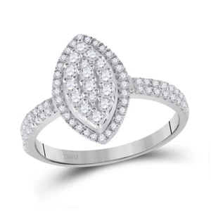 10kt White Gold Womens Round Diamond Oval Cluster Ring 5/8 Cttw - Picture 1 of 1