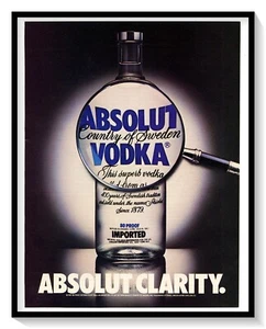 Absolut Vodka Print Ad Vintage 1984 Magazine Liquor Advertisement Graphic Art - Picture 1 of 2