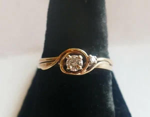 Vintage 14K Yellow Gold Diamond Ring Size 8 - TCW 0.23 - Picture 1 of 10