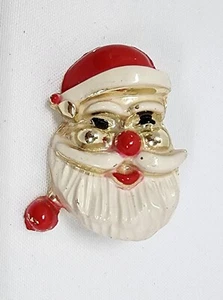  Vintage Santa Clause Brooch  Christmas Costume Jewelry Pin - Picture 1 of 5