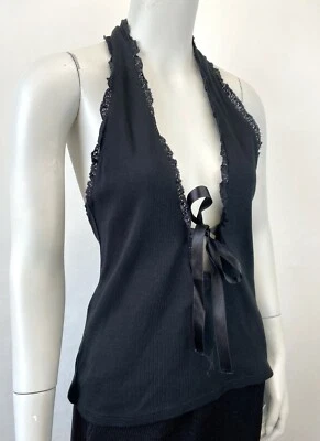 Blusa concha RED VALENTINO con detalle de lazo de encaje negro 46 8 EE. UU. Foto 1 de 4