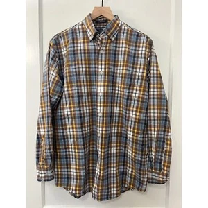 Daniel Cremieux Plaid Long Sleeve Button Down Shirt Brown Blue Yellow - Men's M - Picture 1 of 12