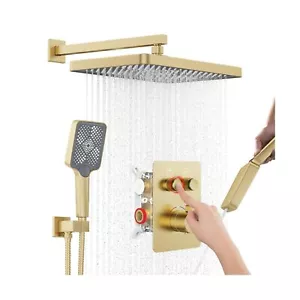 Thermostatic Shower System 13-Inch Rainfall Shower Head - 3 Setting Handheld ... - Picture 1 of 8