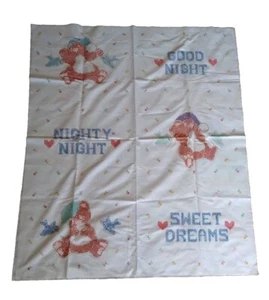 Cojín acolchado punto de cruz estampado guardería bebé vintage panel de tela oso de peluche - Imagen 1 de 9