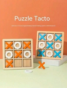 Wooden Noughts And Crosses Kids Adults Fun Travel Party Game - Picture 1 of 4