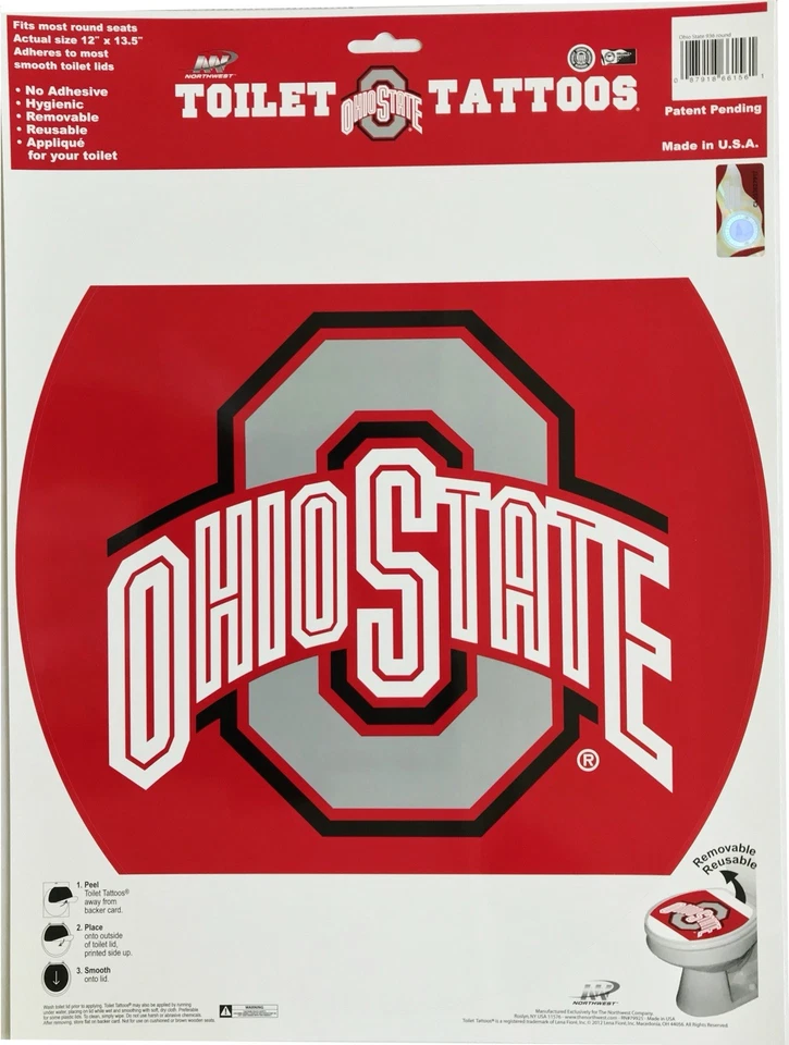 Officially Licensed NCAA-Ohio State Buckeyes- Toilet Tattoos, size Round - Image 1 of 4