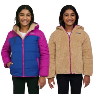 Eddie Bauer Girls Reversible Jacket Small 7/8 - Magenta - Picture 1 of 4