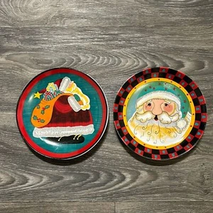 Set of 2 Santa Christmas Plates by Century China Christmas Dinner Plate Decor - Picture 1 of 6