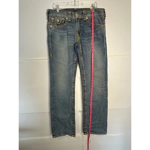 True Religion Jeans Relaxed Straight Leg Distressed Denim Mens Size 34 - Picture 1 of 8