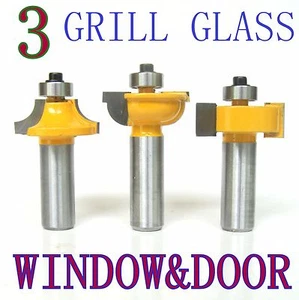 3pc 1/2 Shank Grill Glass Door Round Over & Bead Router Bit Set S - Picture 1 of 11