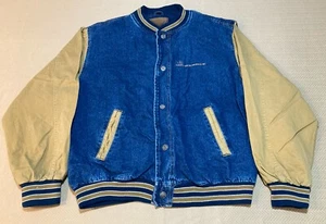 Vintage 1990’s Port Authority Embroidered American Denim Varsity Jacket - Picture 1 of 18
