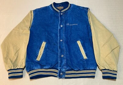 Vintage 1990’s Port Authority Embroidered American Denim Varsity Jacket - Image 1 of 4