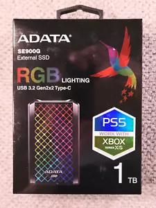 ADATA RGB SE900G 1TB USB3.2 Type-C Fast Transfer Gaming & Personal External SSD - Picture 1 of 7