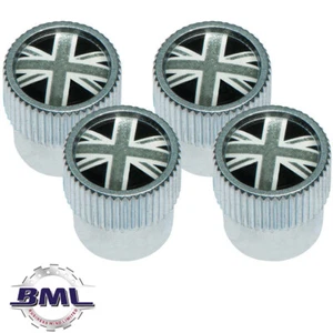 LR TYRE VALVE CAP GREY AND BLACK UNION JACK WITH SILVER OUTER LR02766/VPLRW0153G - Picture 1 of 1