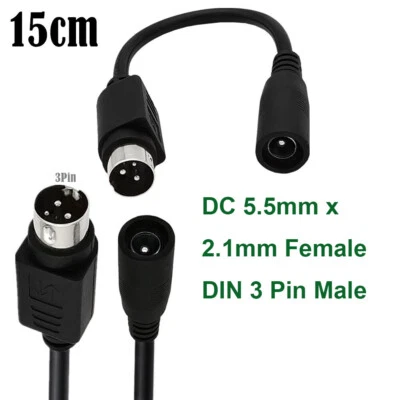 3 Pin DIN Male to 5.5mm x 2.1mm Female DC Power Cable for Printer Stage Lighting - Image 1 of 4