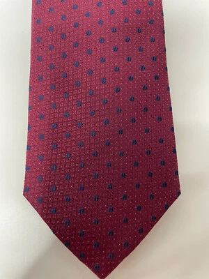 "Corbata de cuello Joe Joseph Abboud 100 % seda roja con puntos azules 3,25""" Foto 1 de 4