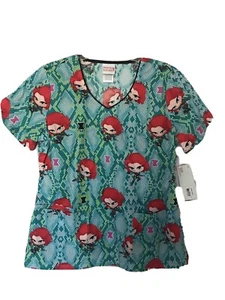 Marvel Black Widow Scrub Top Uniform Double Pocket Small Nwt - Picture 1 of 8