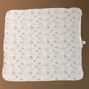 Circo White Colorful Safari Zoo Animals Swaddling Baby Blanket Bear Owl Raccoon - Picture 1 of 6