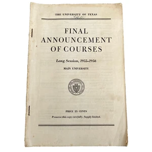 Calendario principal anuncio final de clases de cursos de la Universidad de Texas 1955-1956 - Imagen 1 de 12