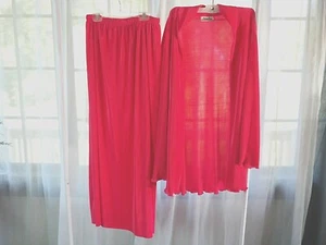 VTG 80s Maxima USA Hot Pink Two Piece Skirt Cardigan Sleepwear Women's OneSize - Picture 1 of 10