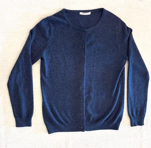 Woolovers Women's Cardigan M Blue Heather Wool with Cashmere Round Neck Cardigan - Picture 1 of 7