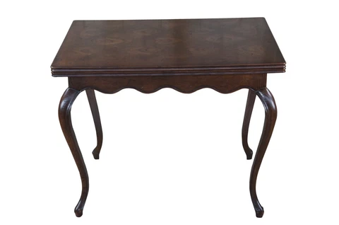 Henredon Country French Oak Parquetry Extension Flip Top Game Table Console Desk Cover