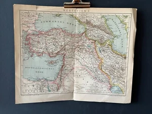 Mapa de Asia Raro Antiguo Brockhaus Mapa Impresión de 1900 ENVÍO GRATUITO - Imagen 1 de 2
