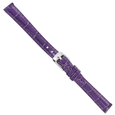 12mm deBeer Purple Baby Crocodile Grain Chrono Padded Stitched Ladies Watch Band - Image 1 of 3