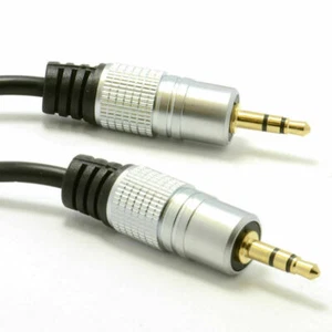 1m Pro Audio Métal 3.5mm Jack Stéréo vers Jack Audio Câble Or [Noir] Aux Câble - Afbeelding 1 van 5