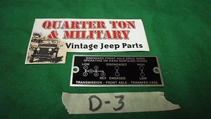 Dodge Power Wagon Civilian 1946 to 1967 shift pattern plate (P76) - Bild 1 von 3
