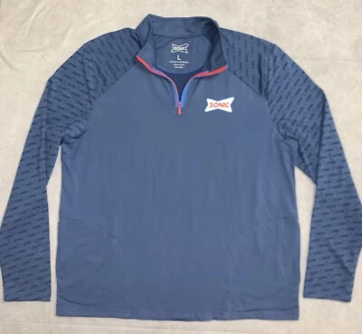 Sonic Drive In Employee 1/4 Cremallera Pullover Para Hombre Grande Manga Larga Chaqueta Azul Foto 1 de 4