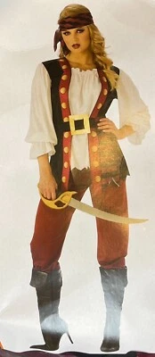 Disfraz de festival pirata renacentista para mujer pequeño 4-6 pantalones camisa cinturón bufanda 4 piezas Foto 1 de 4