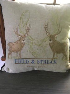Field And Stream 18 “  Linen Blend Embroidered Deer Throw Pillow - Picture 1 of 2