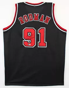 Dennis Rodman Authentic Signed Black Pro Style Jersey Autographed BAS Witnessed - Picture 1 of 3