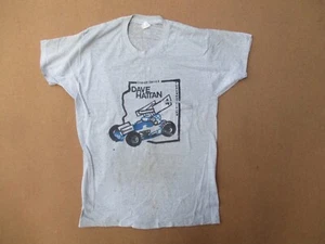 Vtg 1980s DAVE HATTAN Supermodified Dirt Track Worn Out T Shirt, Single Stitch - Picture 1 of 18