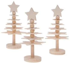 Kleiner Sternenbaum aus Holz 3Stück Bastelset Holzaufsteller Basteln Weihnachten - Bild 1 von 2