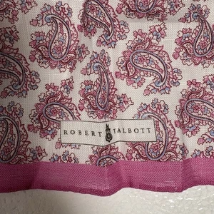 ROBERT TALBOTT PINK PAISLEY Print Pocket Square Handkerchief - Picture 1 of 3