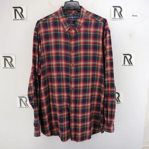 Mens Polo Ralph Lauren Flannel Red Plaids Dress Shirt Size 3XLT 3XL Tall - Picture 1 of 9
