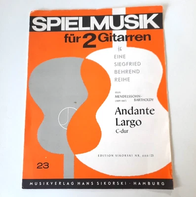 Guitar..Mendelssohn ANDANTE LARGO..for 2 Guitars..Sikorski Ed. - Image 1 of 4