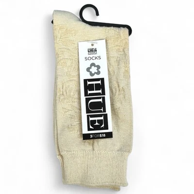 HUE Womens Basic Anklet Socks Ivory Brocade One Size Fits Most - Image 1 of 3