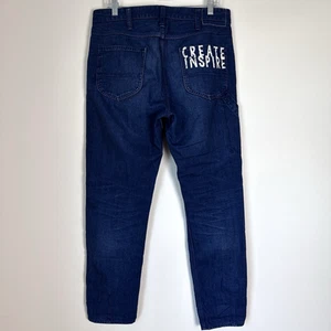 LEE Jean Mens 31 Blue Straight Denim Jeans Create Inspire Vintage Logo Patch - Picture 1 of 12