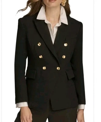 Double Breasted Wool Blend Blazer Donna Karan New YorkLarge New NWT Black  - Image 1 of 4